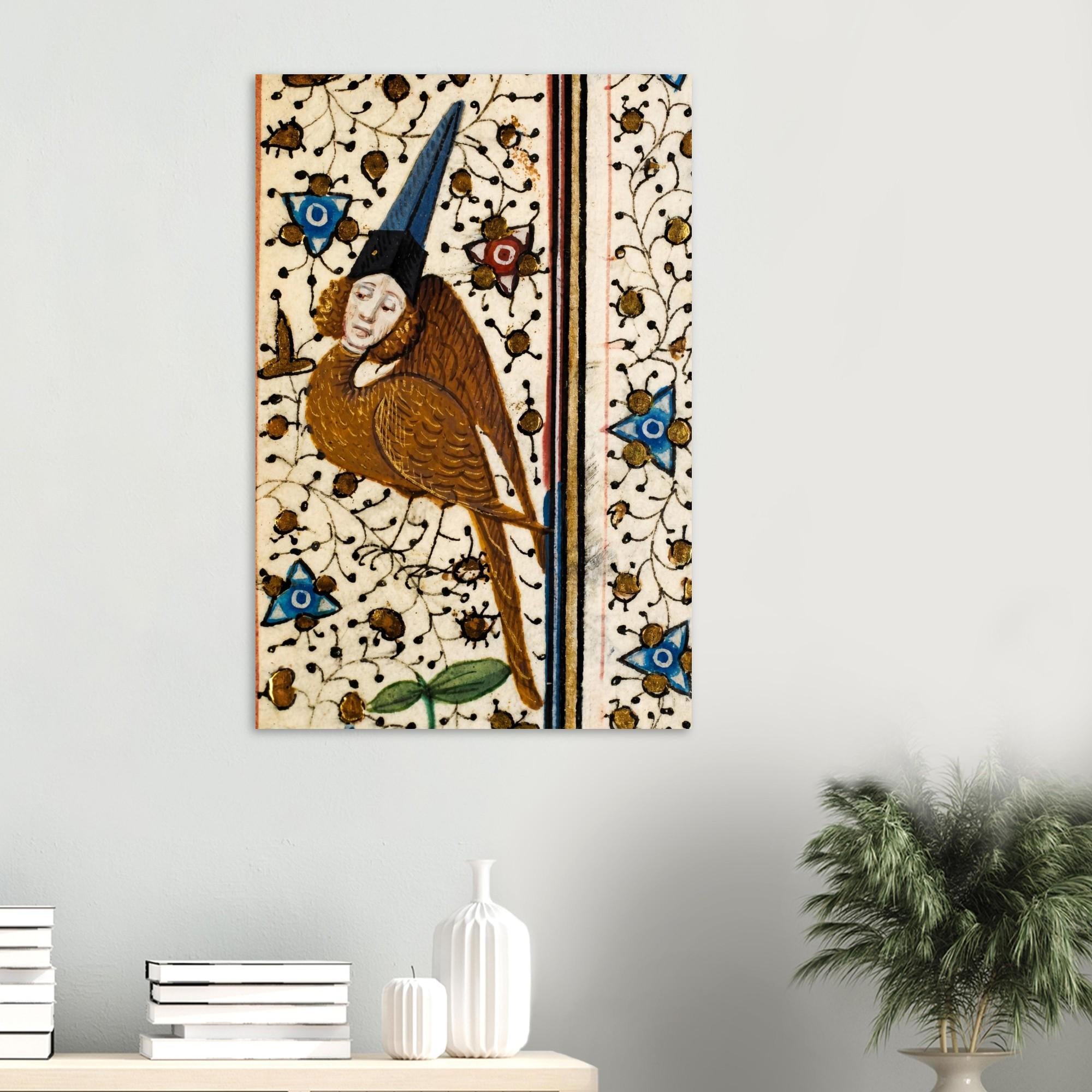 Medieval Harpy Art Print Weird Medieval Guy Manuscript Marginalia Gothic Wall Decor Mythical Siren Animals & Creatures