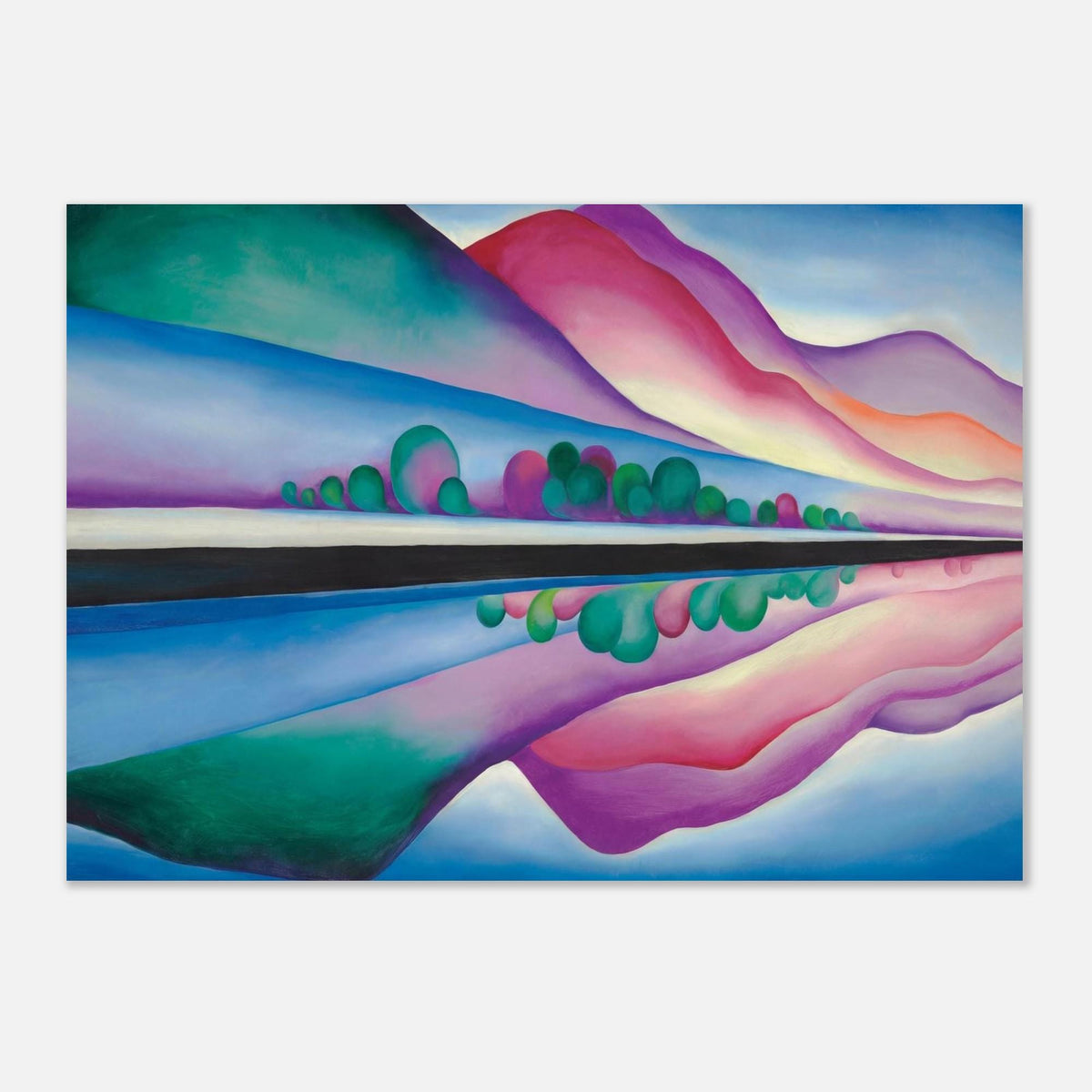 Lake George Reflection by Georgia O'Keeffe, Modern Landscape Wall Art, Abstract Nature Decor, Colorful Fine Art Print, Museum Poster