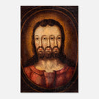 Trifacial Trinity Art Print | Three Faced Jesus Painting | Antique Religious Wall Art | Banned Christian Icon | Unusual Home Decor