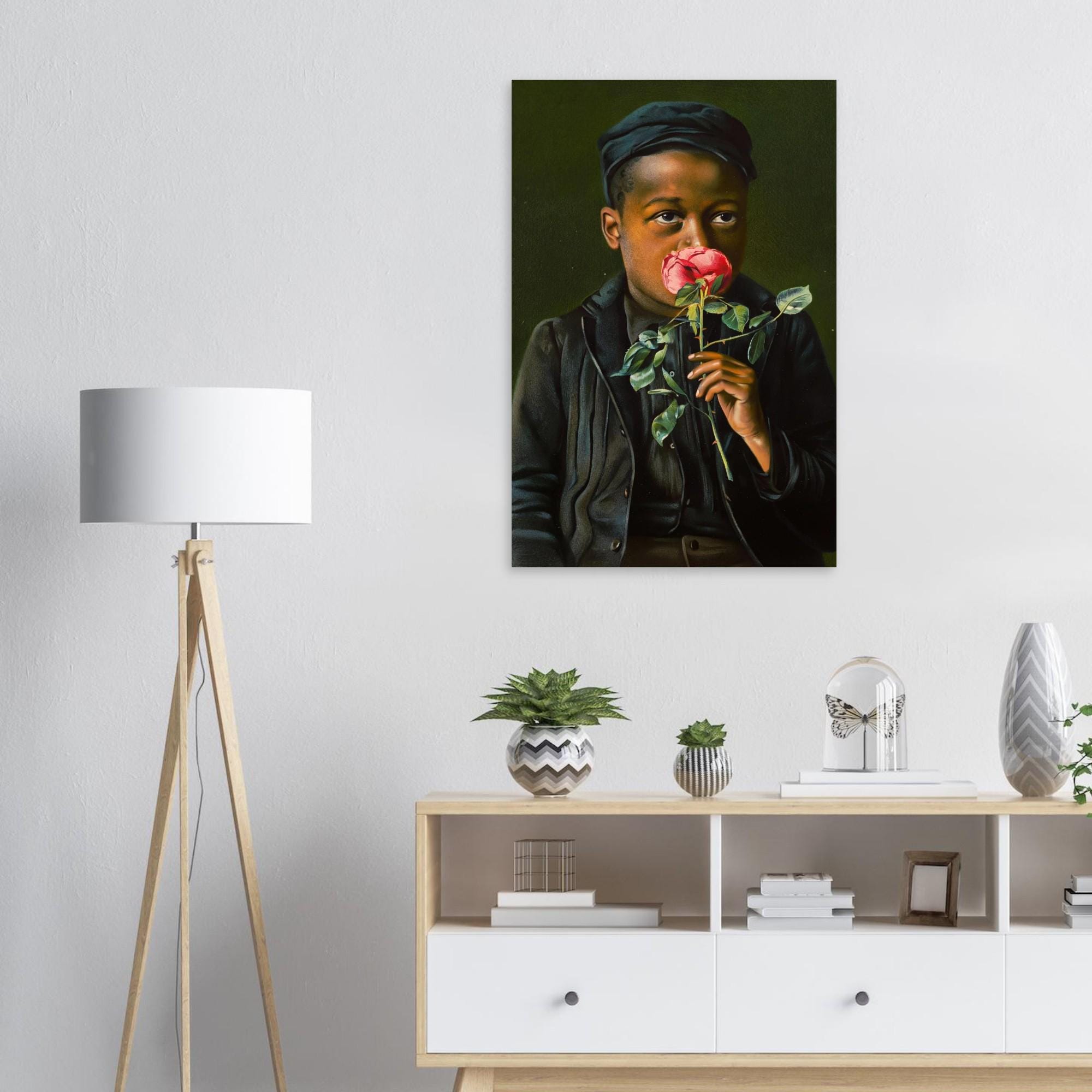 Vintage African American Boy Art Print | Black Child Portrait Wall Art | Victorian Moody Oil Painting | Antique Heritage Decor