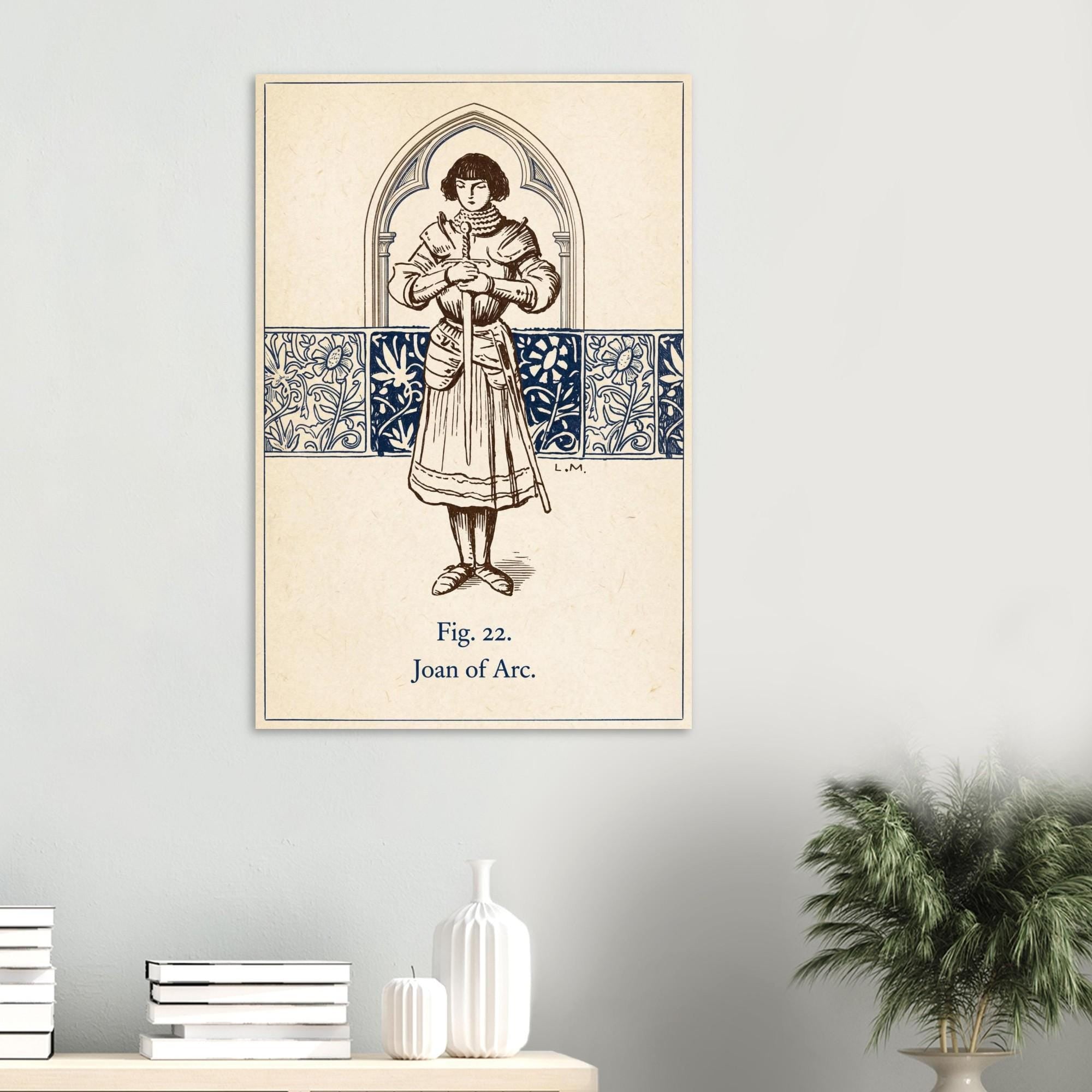Joan of Arc Vintage Art Print Historical French Warrior Illustration Medieval Saint Joan Poster Unframed Art Portraits & Figures