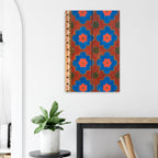 Medieval Floral Pattern Art Print Red Blue Gold Folk Art Rosette Wall Decor Antique Wooden Ceiling Motif - Folk & Naive Art