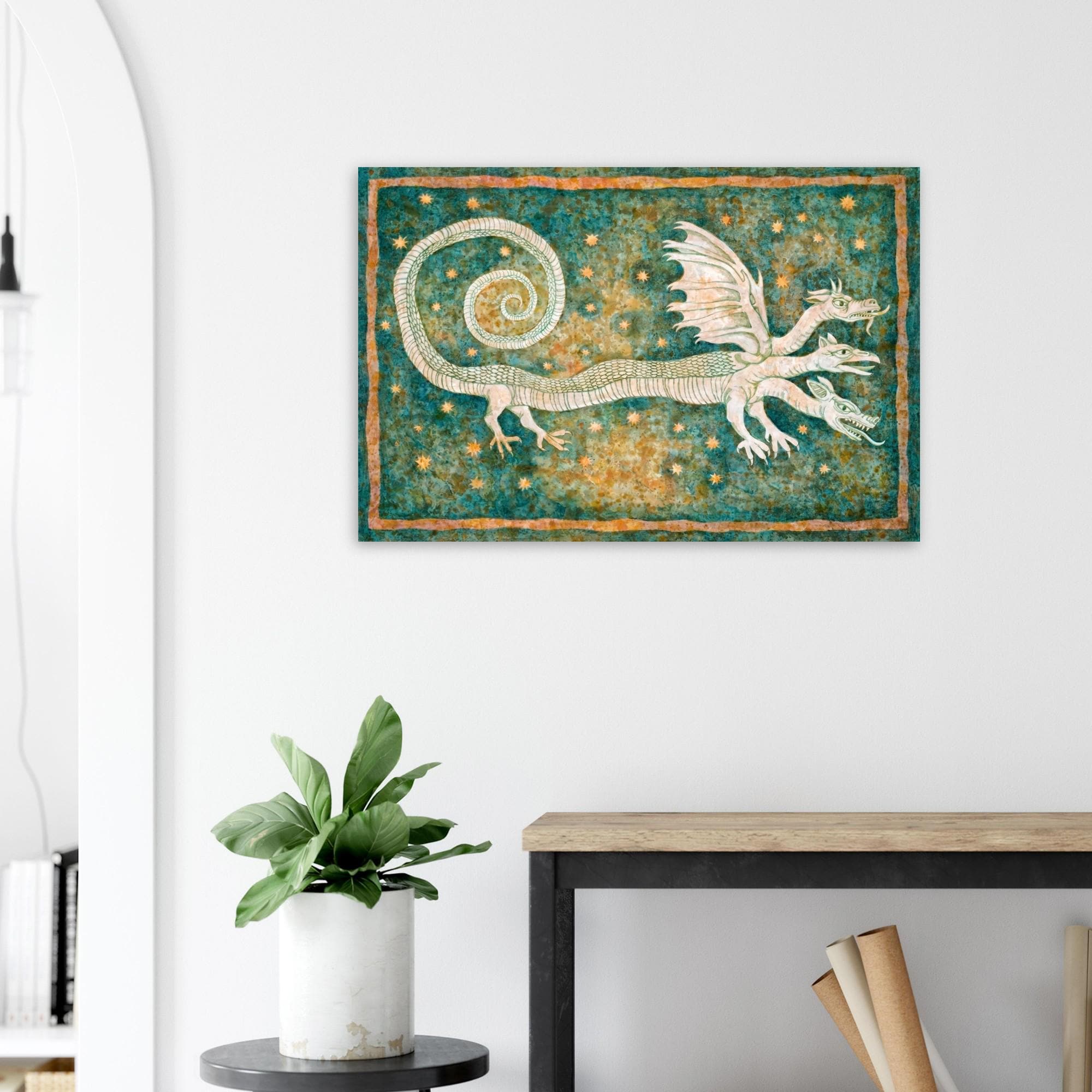 Three Headed Dragon Alchemical Art Print Vintage Clavis Artis Manuscript 1738 Esoteric Occult Wall Decor Myth & Symbolism