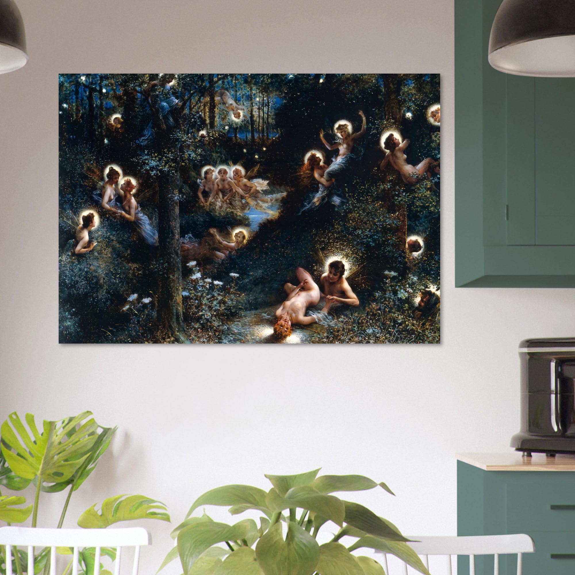 Vintage Firefly Nymphs Art Print Henri Camille Danger Les Lucioles Fairy Forest Painting Moody Wall Decor Myth Symbolism