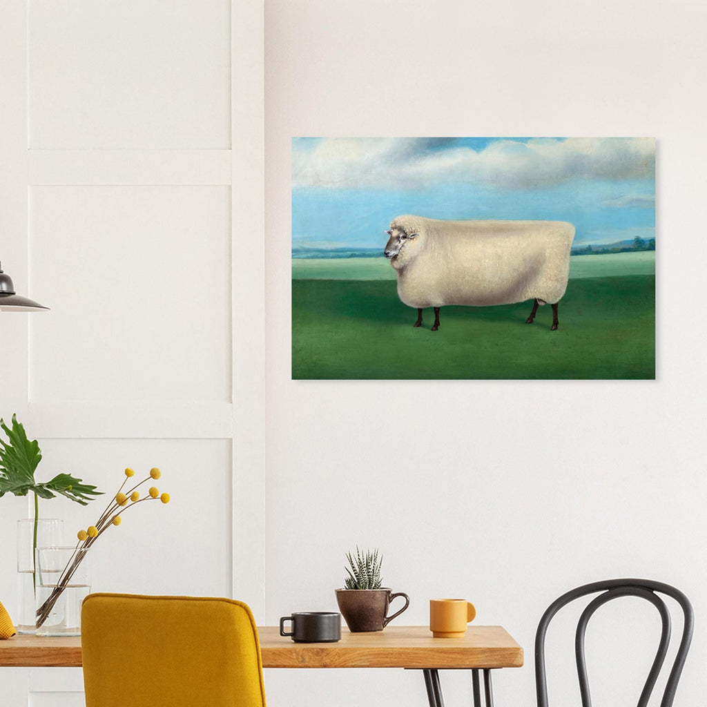 Fat Sheep Art Print, Rectangular Sheep Folk Art, Chonky Sheep Painting, British Livestock Portrait, Farmhouse Wall Decor, Antique