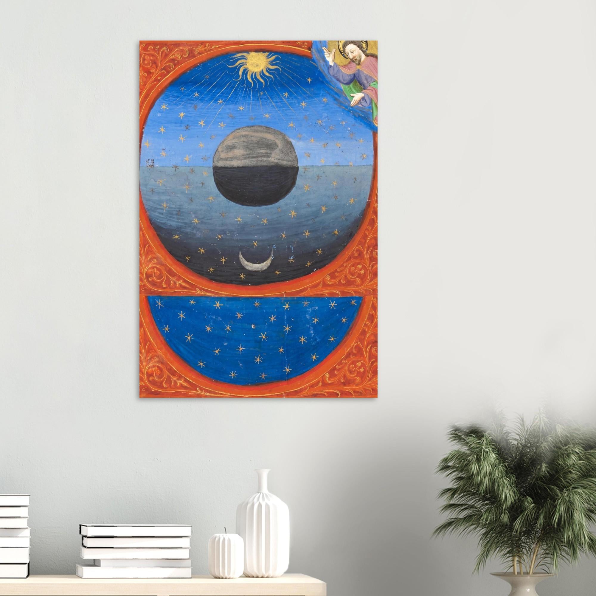 Medieval Creation of the World Art Print 1420 Italian Manuscript Illumination God Sun Moon Stars Poster Myth & Symbolism