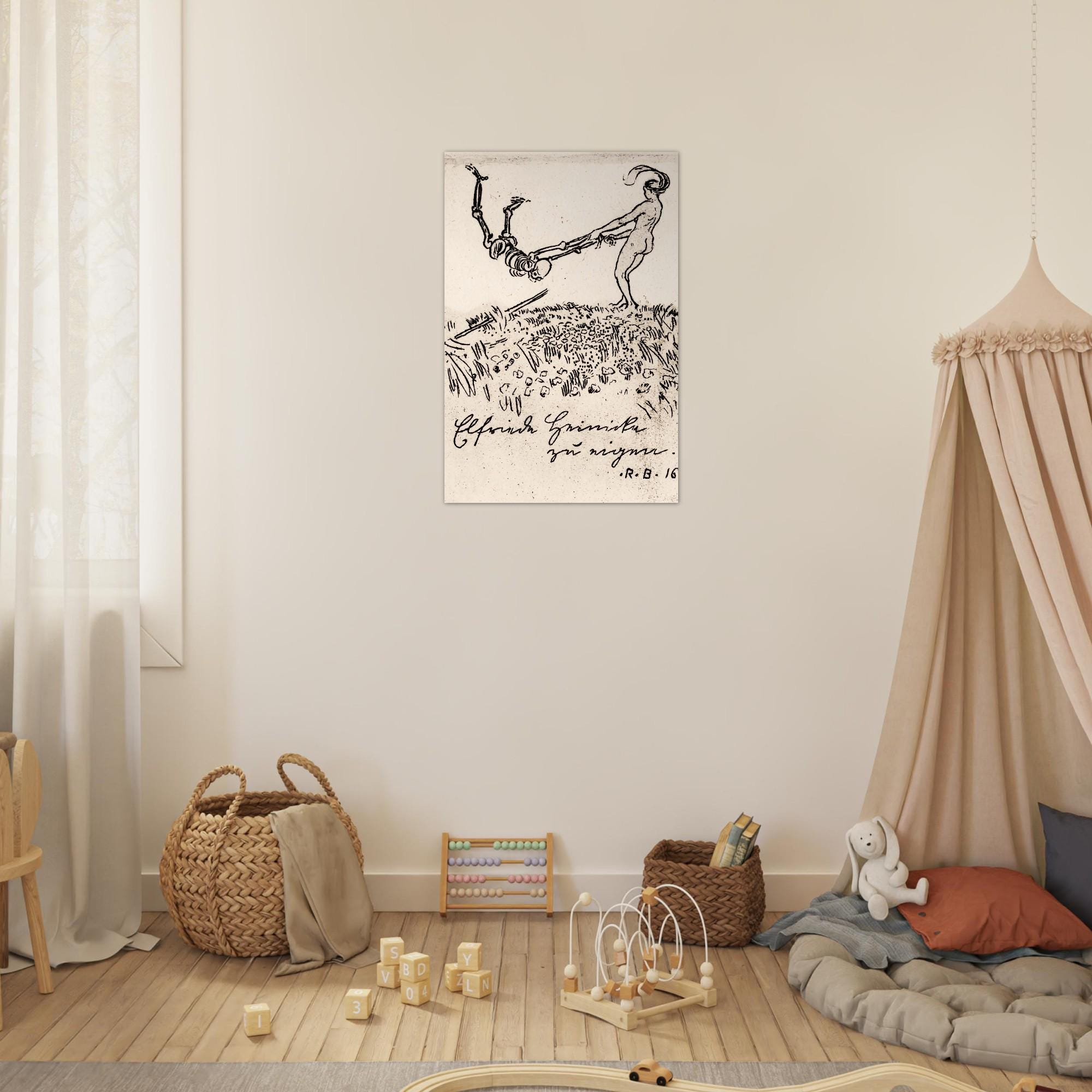Rudolf Bauer German Expressionist Skeleton Art Print Macabre Antique Drawing Memento Mori Wall Decor Dark Fantasy Macabre