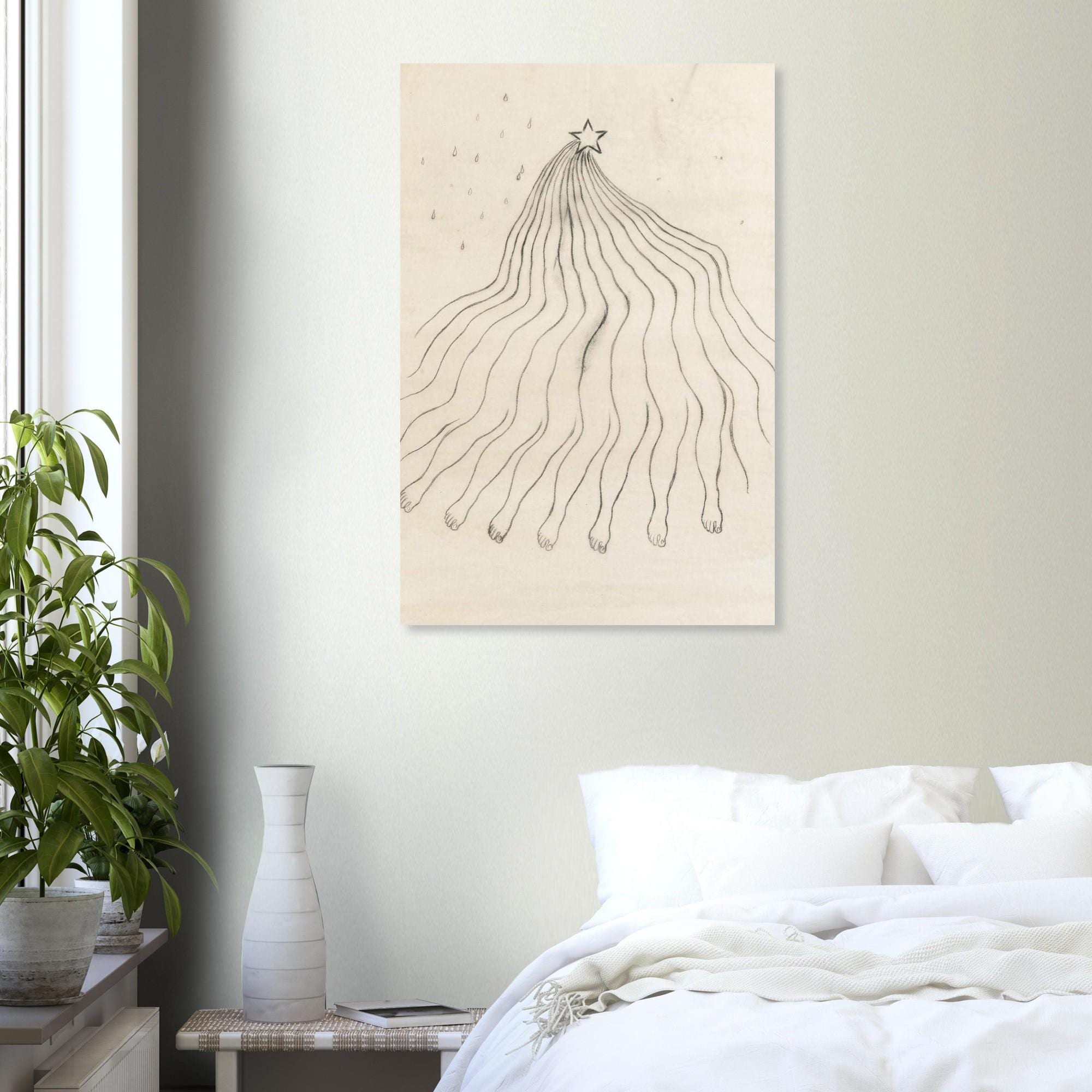 Federico Garcia Lorca Star with Feet Drawing Surrealist Art Print Minimalist Sketch Spanish Poet Wall Decor Modern & Abstract Art