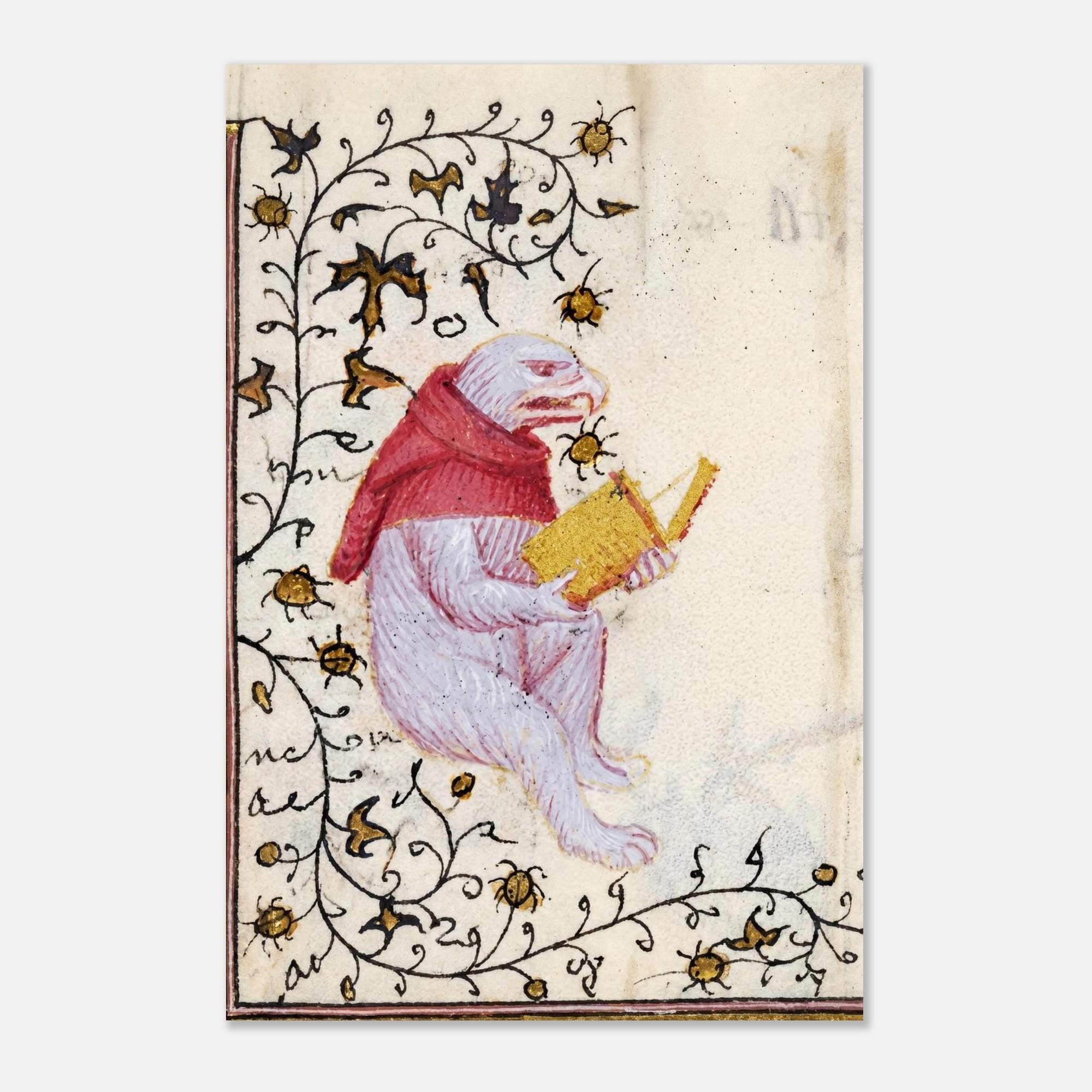 Medieval Owl Monk Art Print Marginalia Illuminated Manuscript Illustration Weird Gothic Wall Decor Animals & Creatures b78be