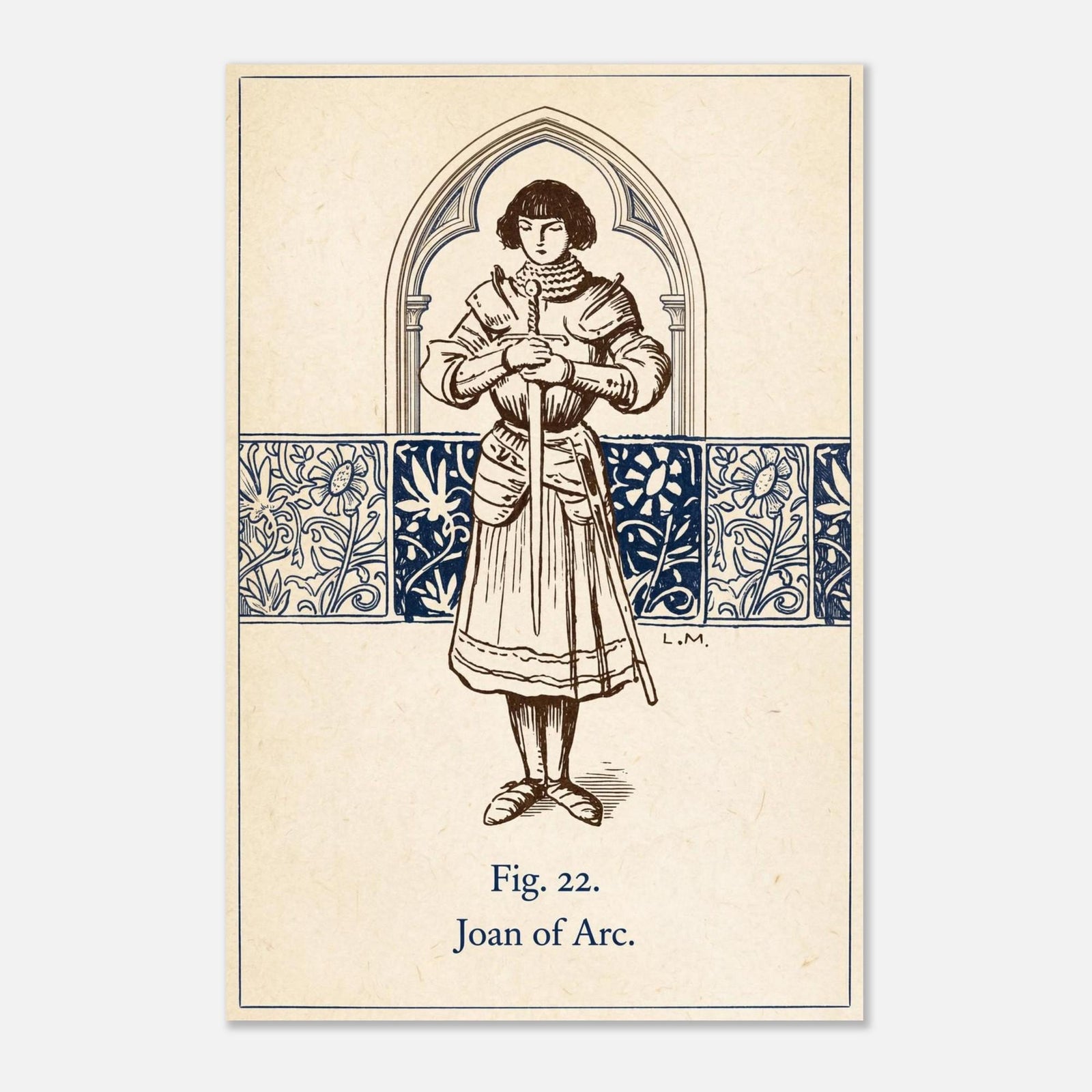 Joan of Arc Vintage Art Print Historical French Warrior Illustration Medieval Saint Joan Poster Unframed Art Portraits & Figures