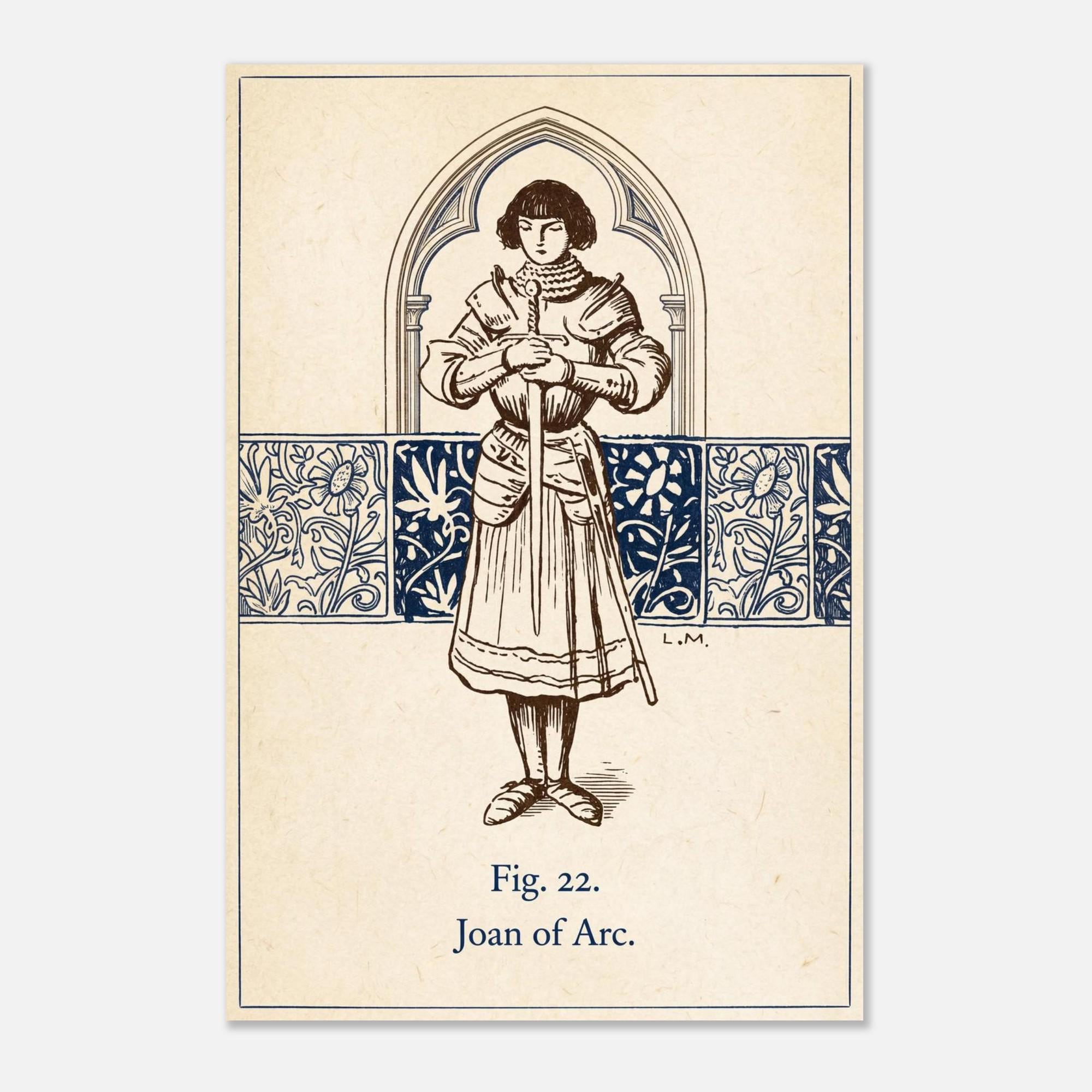 Joan of Arc Vintage Art Print Historical French Warrior Illustration Medieval Saint Joan Poster Unframed Art Portraits & Figures