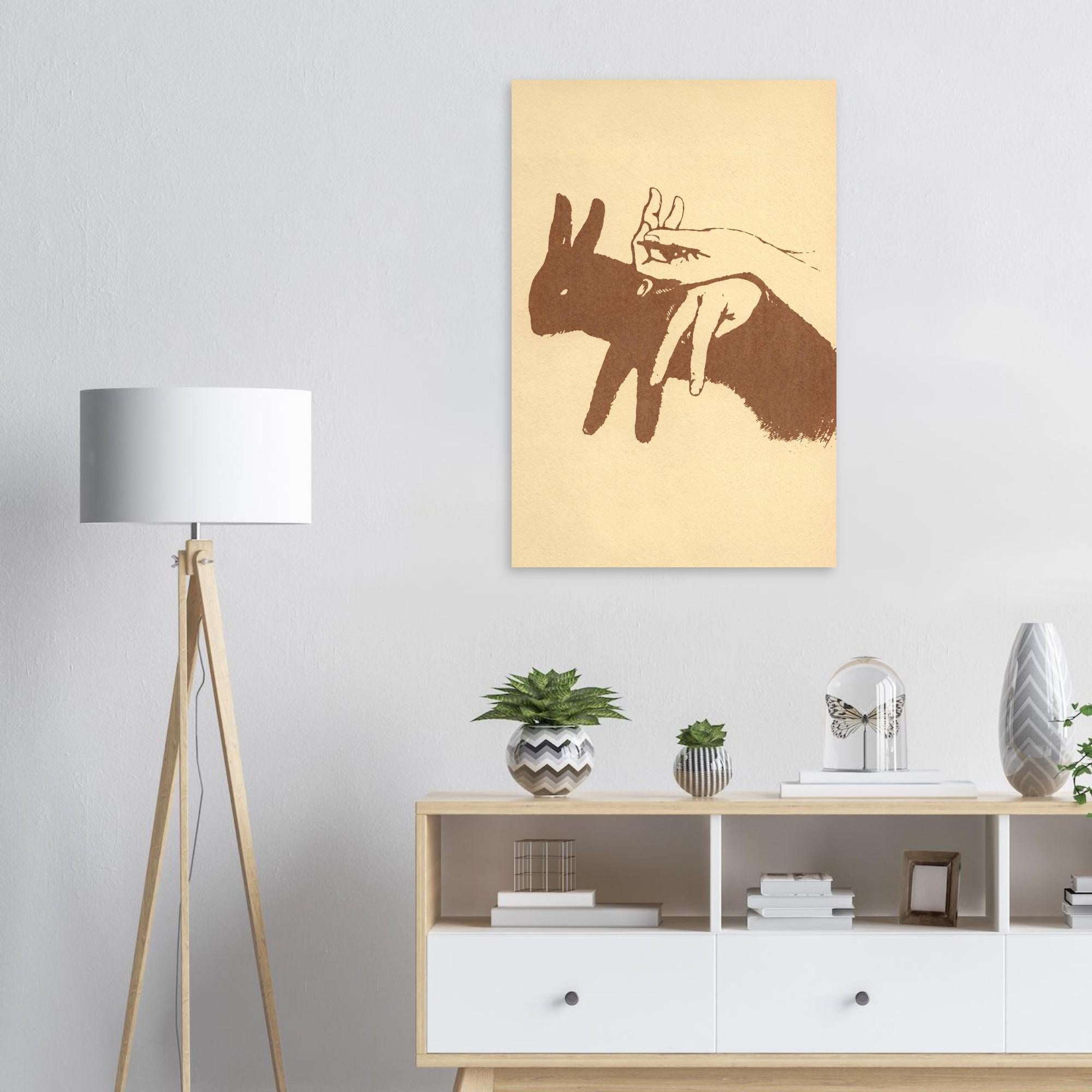 Vintage Rabbit Shadow Puppet Art Print, Victorian Hand Shadow Illustration, Curiosities Oddities Wall Decor, Dark Academia & Moody