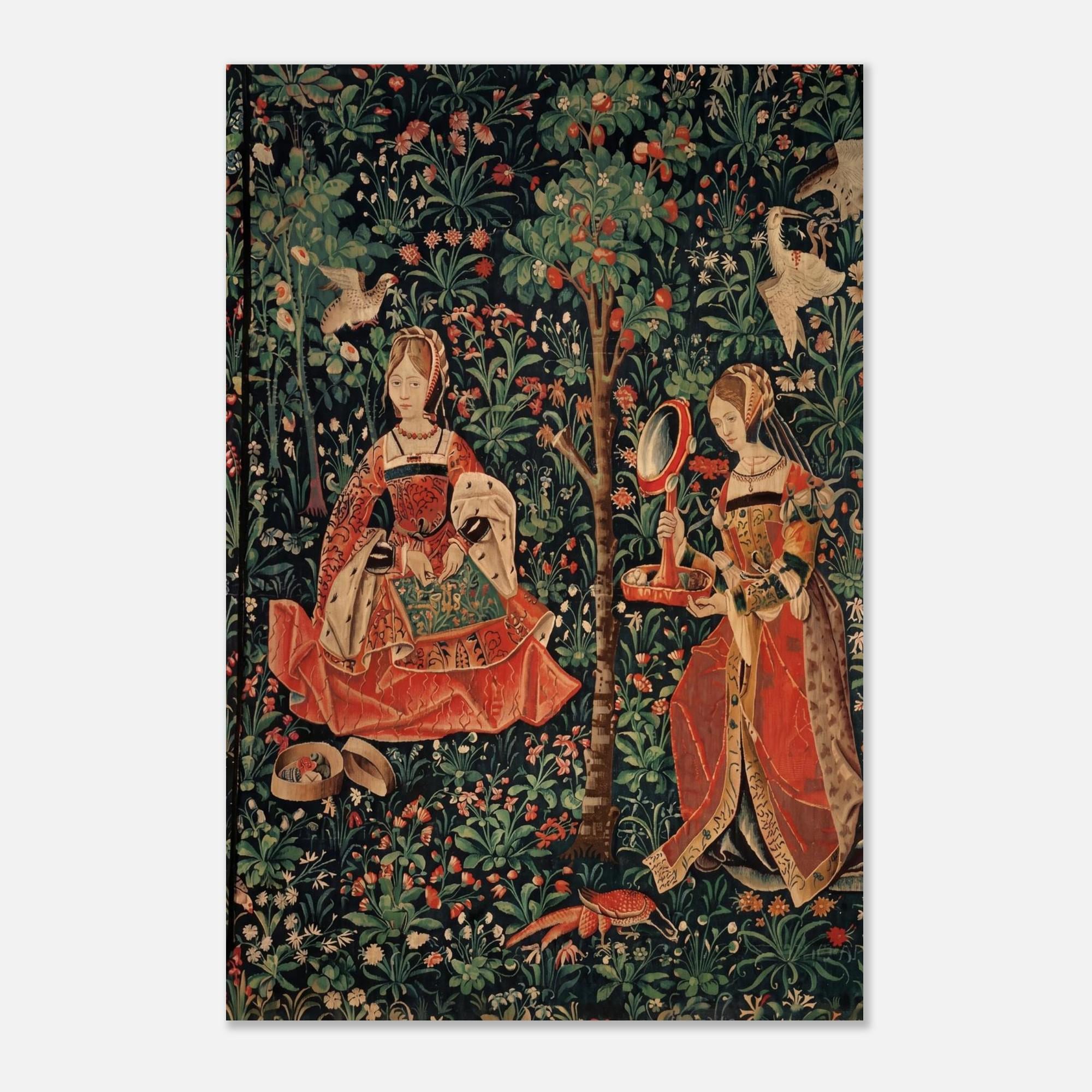 Antique Medieval Tapestry Art Print Mille Fleurs Wall Decor French Renaissance Poster Floral Gothic Dark Academia & Moody 013d7