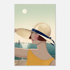 Andre Edouard Marty Art Deco Fashion Print 1925 French Illustration Sur La Digue Seaside Woman Summer Hat Art Nouveau Vintage