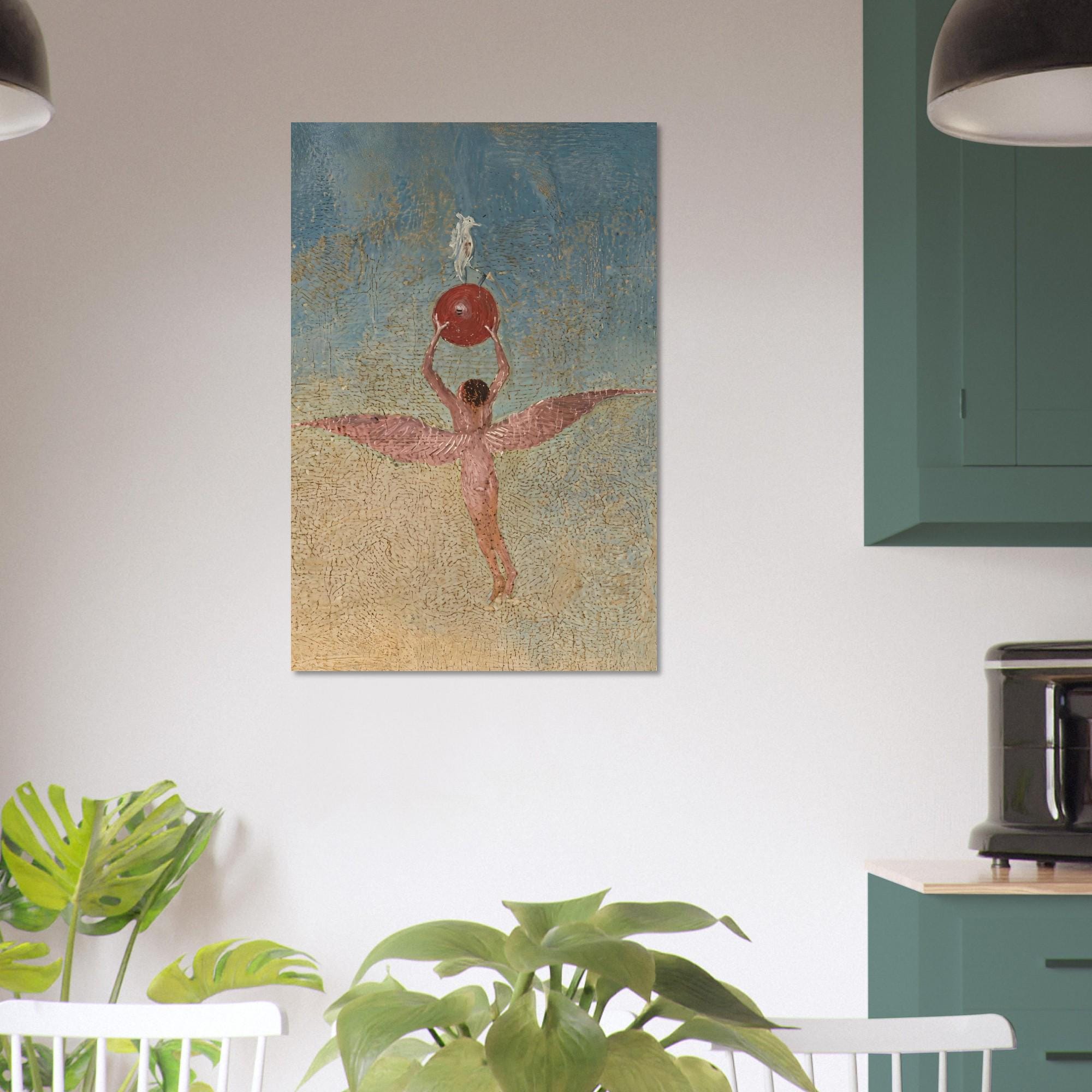 Hieronymus Bosch Winged Figure Red Fruit Art Print Garden Of Earthly Delights Surreal Renaissance Antique Weird Decor Myth Symbolism