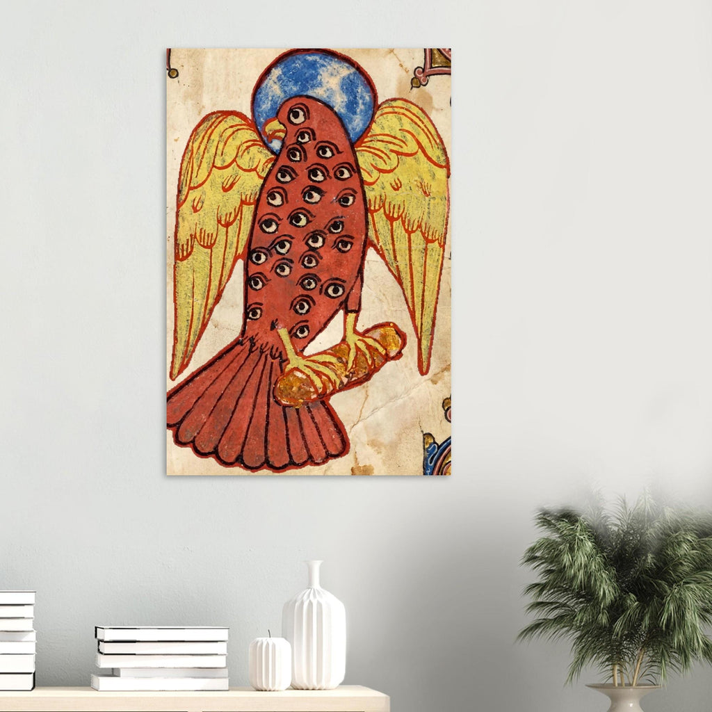 Medieval Eagle Many Eyes Art Print, Biblically Accurate Angel Apocalypse Decor, Girona Beatus 975 Manuscript, Myth & Symbolism