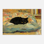 Black Cat Oil Painting Impressionist Art Print Moody Animal Wall Decor for Cat Lovers Textured Portrait Animals Creatures