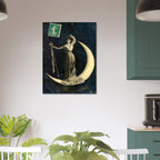 Vintage Celestial Moon Poster Belle Epoque French Postcard Goddess Print Antique Crescent Moon Wall Art Poster Art Nouveau Vintage
