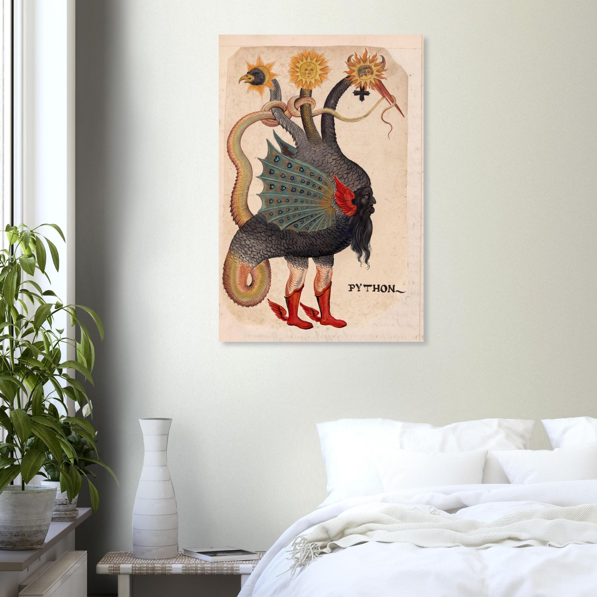 Python Mercurius By German Master Fine Art Print, Vintage Alchemy Art, Occult Wall Decor, Hermetic Poster, Esoteric Gothic Gift