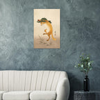 Dancing Fox with Lotus Leaf Hat Ohara Koson Art Print Vintage Japanese Woodblock Painting Kitsune Poster Woodblock & Asian Art