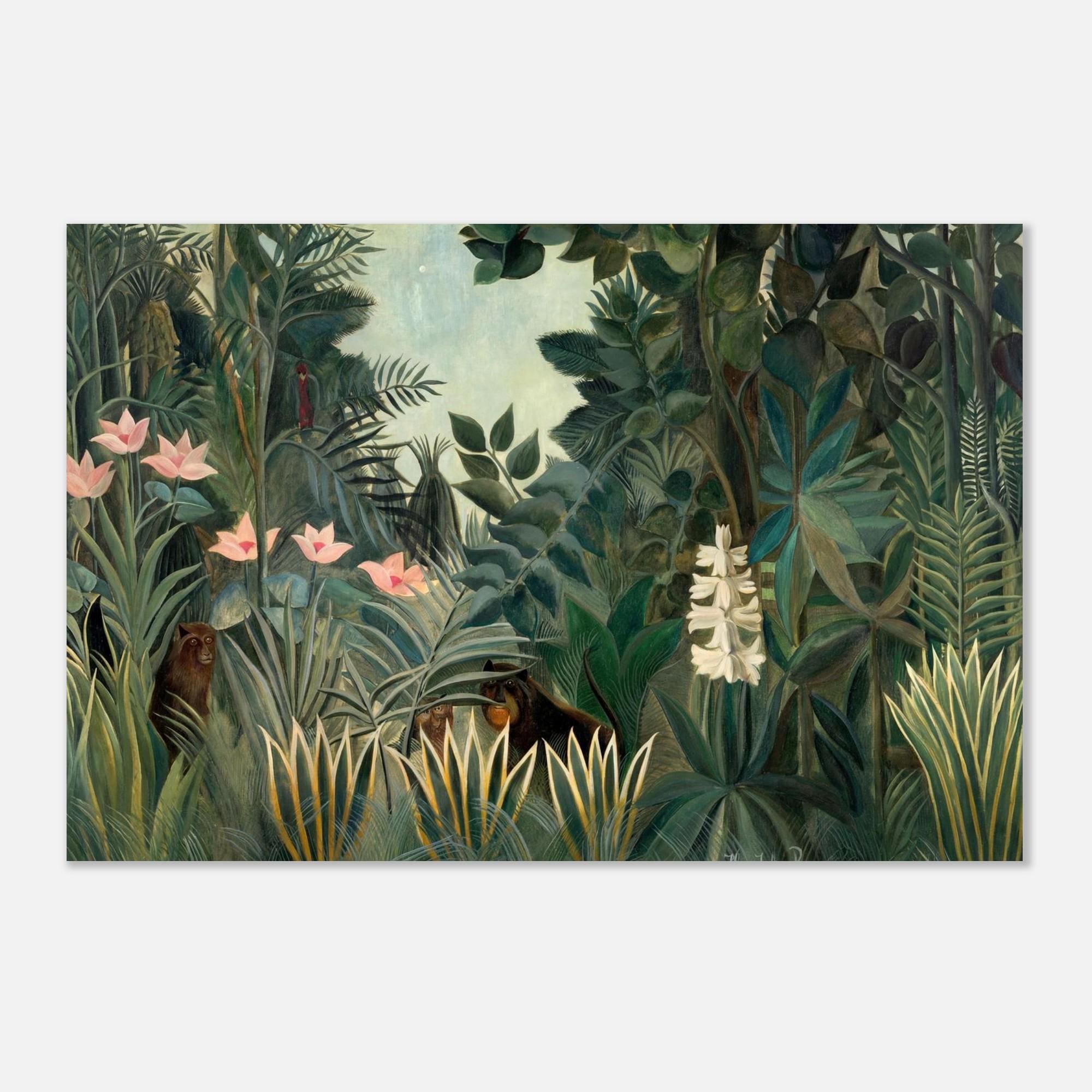 Henri Rousseau Equatorial Jungle Art Print - Vintage Botanical Wall Decor, Maximalist Exotic Nature Poster, Jungle Monkey Art
