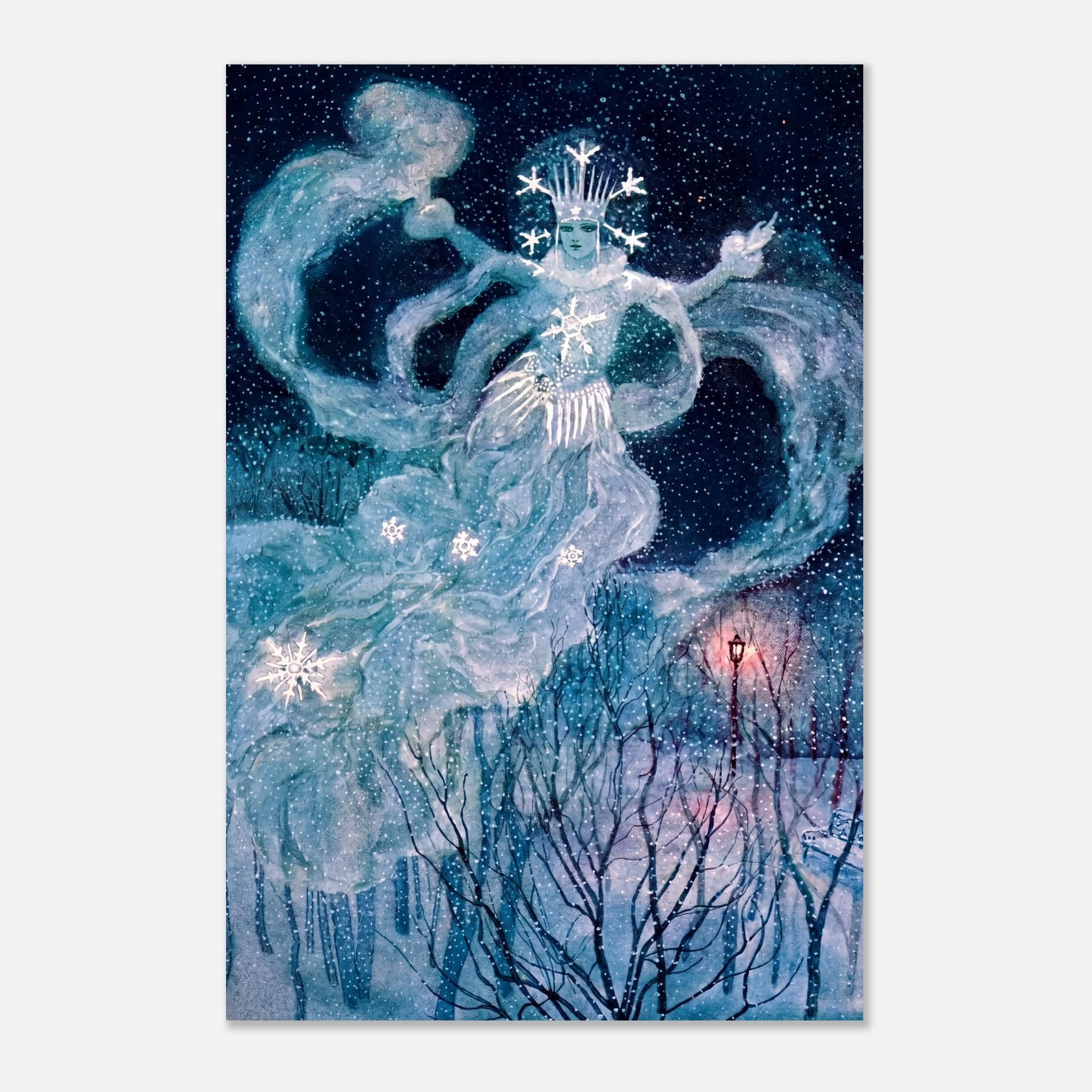 Snow Queen Art Print Vintage Boris Zvorykin Russian Fairy Tale Snegurochka Winter Wall Decor Unframed Illustration Myth Symbolism