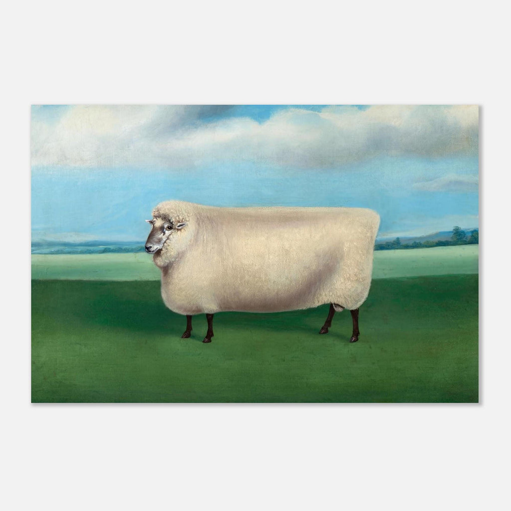 Fat Sheep Art Print, Rectangular Sheep Folk Art, Chonky Sheep Painting, British Livestock Portrait, Farmhouse Wall Decor, Antique