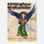 Medieval Angel Playing Instrument Print Antique Manuscript Art Print Wall Decor Religious Wall Art Canvas Weird Medieval Art