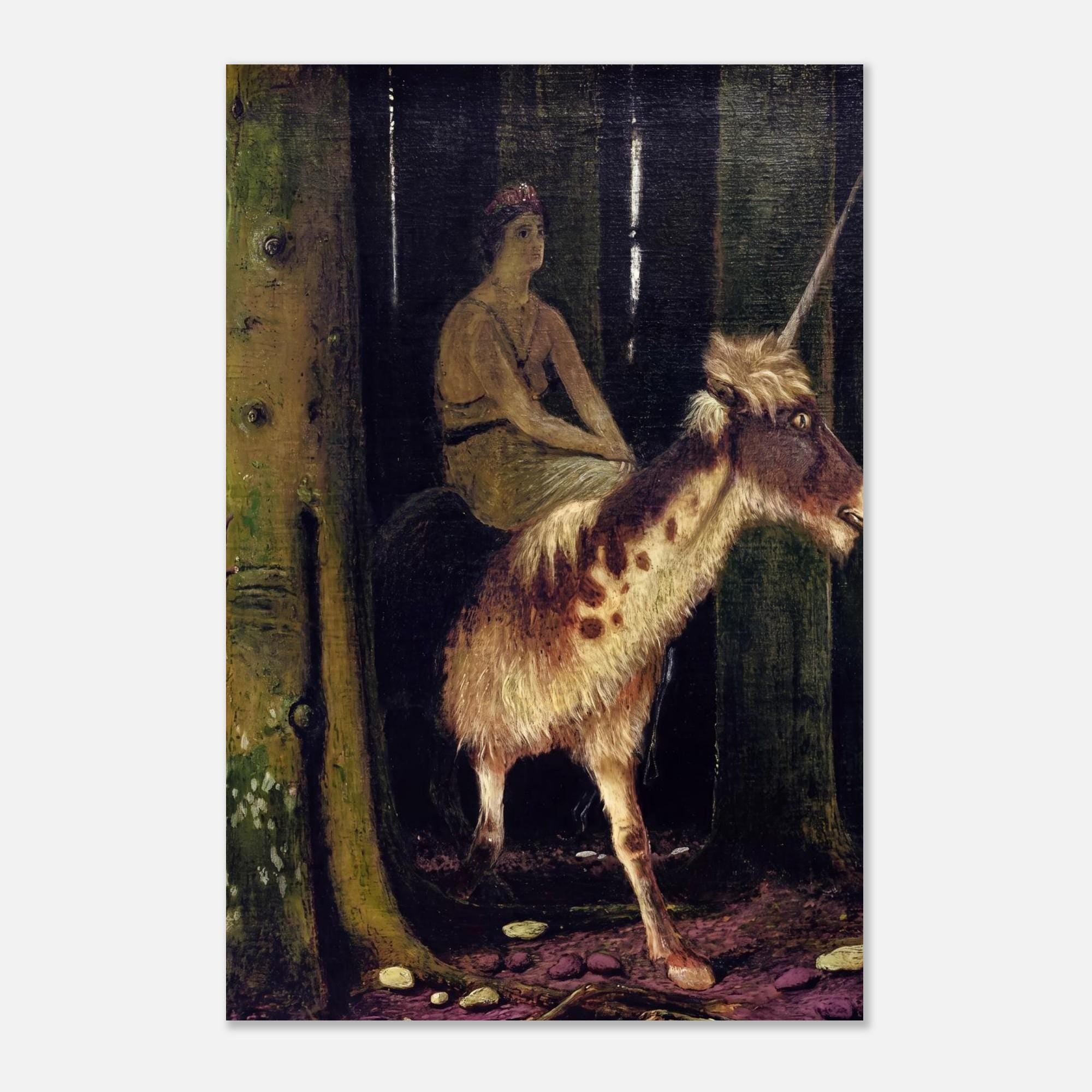 Arnold Bocklin The Silence of the Forest Art Print Antique Unicorn Painting Dark Academia Moody Gothic Wall Decor Myth Symbolism