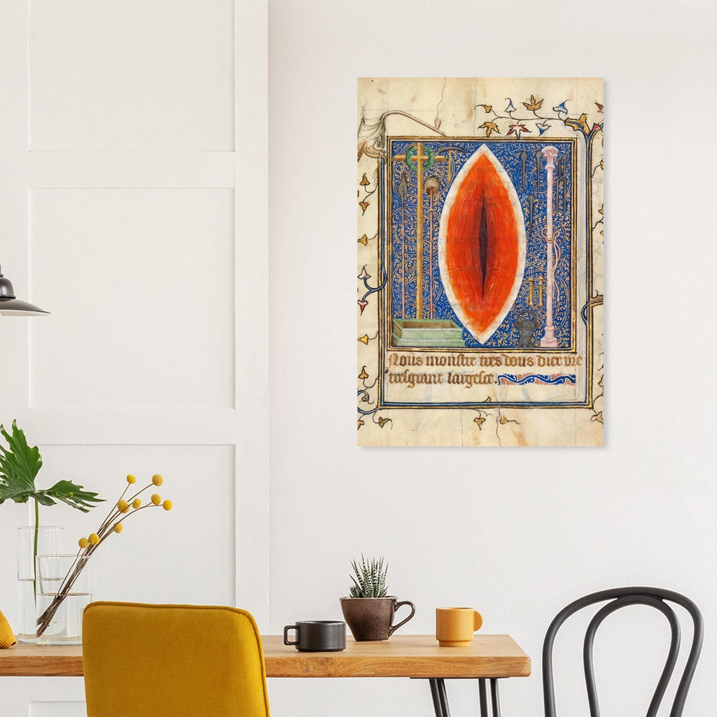Wound of Christ Medieval Manuscript Art Print 1349 Jean le Noir Prayer Book of Bonne of Luxembourg Dark Academia & Moody