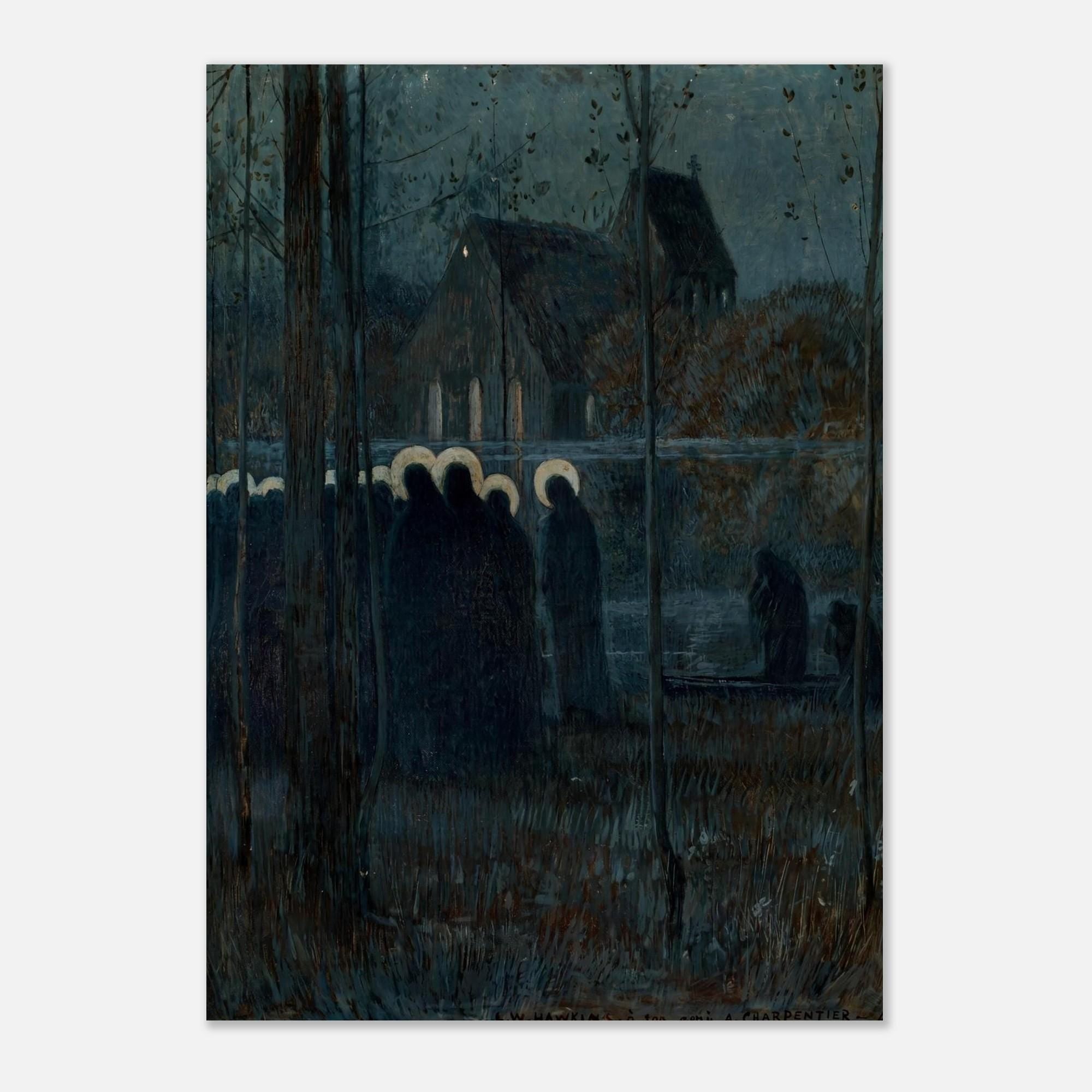 Louis Welden Hawkins The Procession of Souls 1893 Symbolist Art Print Moody Gothic Wall Decor Dark Academia Moody
