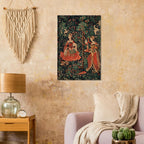 Antique Medieval Tapestry Art Print Mille Fleurs Wall Decor French Renaissance Poster Floral Gothic Dark Academia & Moody 013d7