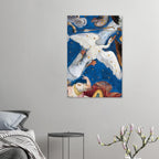 Vintage Celestial Cygnus Constellation Print Renaissance Fresco Star Chart Wall Art Antique Swan Painting Dark Academia & Moody