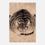 Vintage Japanese Sleeping Tiger Ink Wash Print Antique Zen Cat Sumi e Art Painting Minimalist Monochrome Woodblock Asian Art