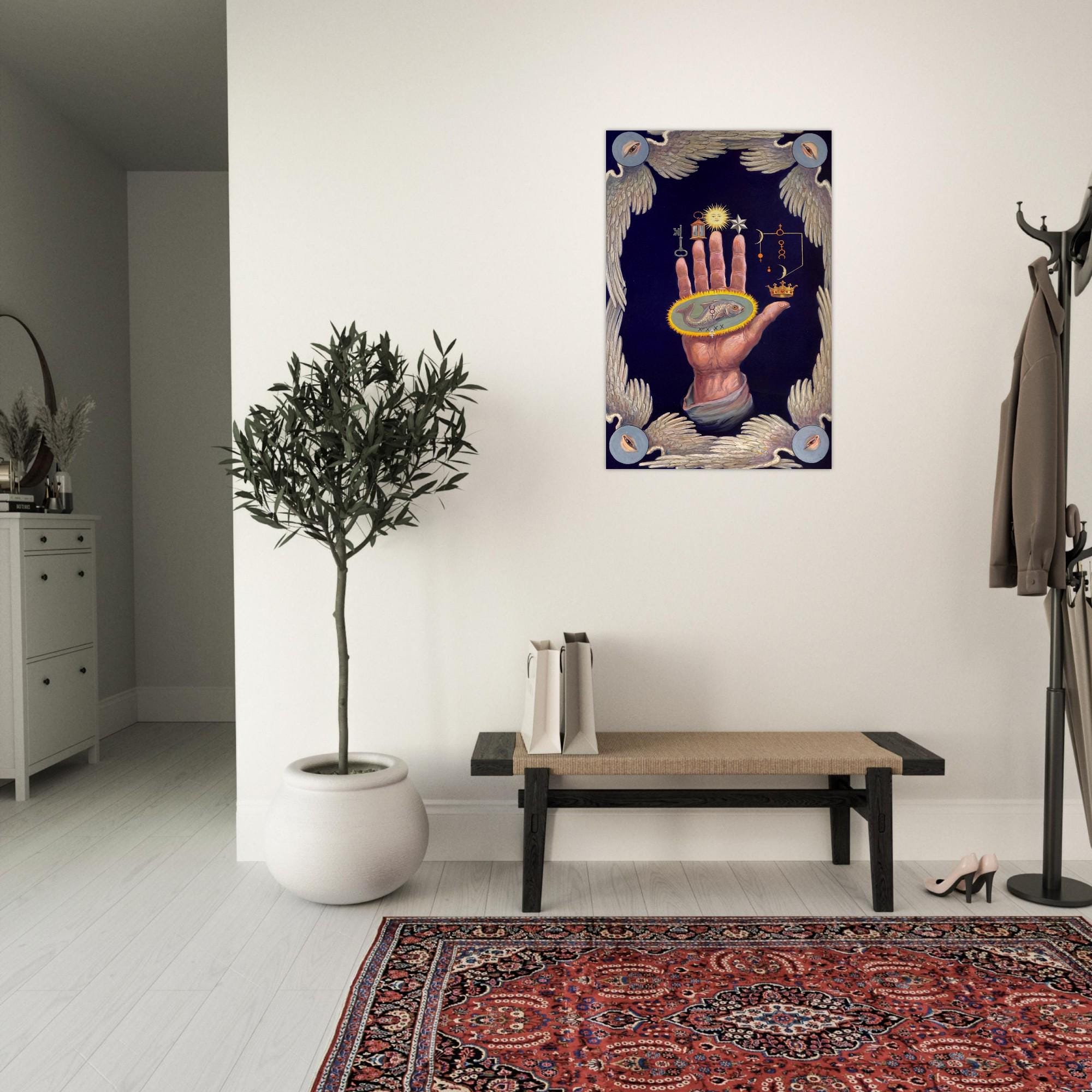 Vintage Alchemical Hand Of The Mysteries Esoteric Occult Wall Art Print Philosopher Hand Hermetic Symbolism Decor Myth And Symbolism