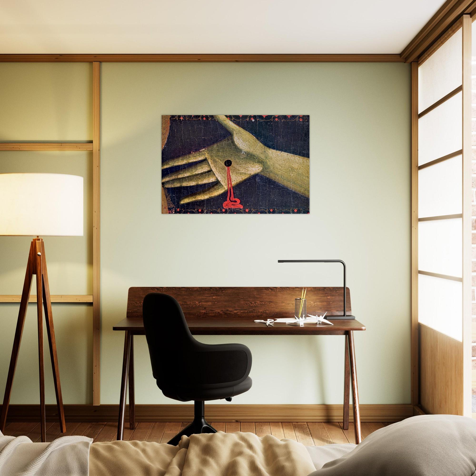 Medieval Stigmata Hand Art Print Gothic Wall Decor Sacred Religious Painting Canvas Poster Giclee Sacred Medieval Icons