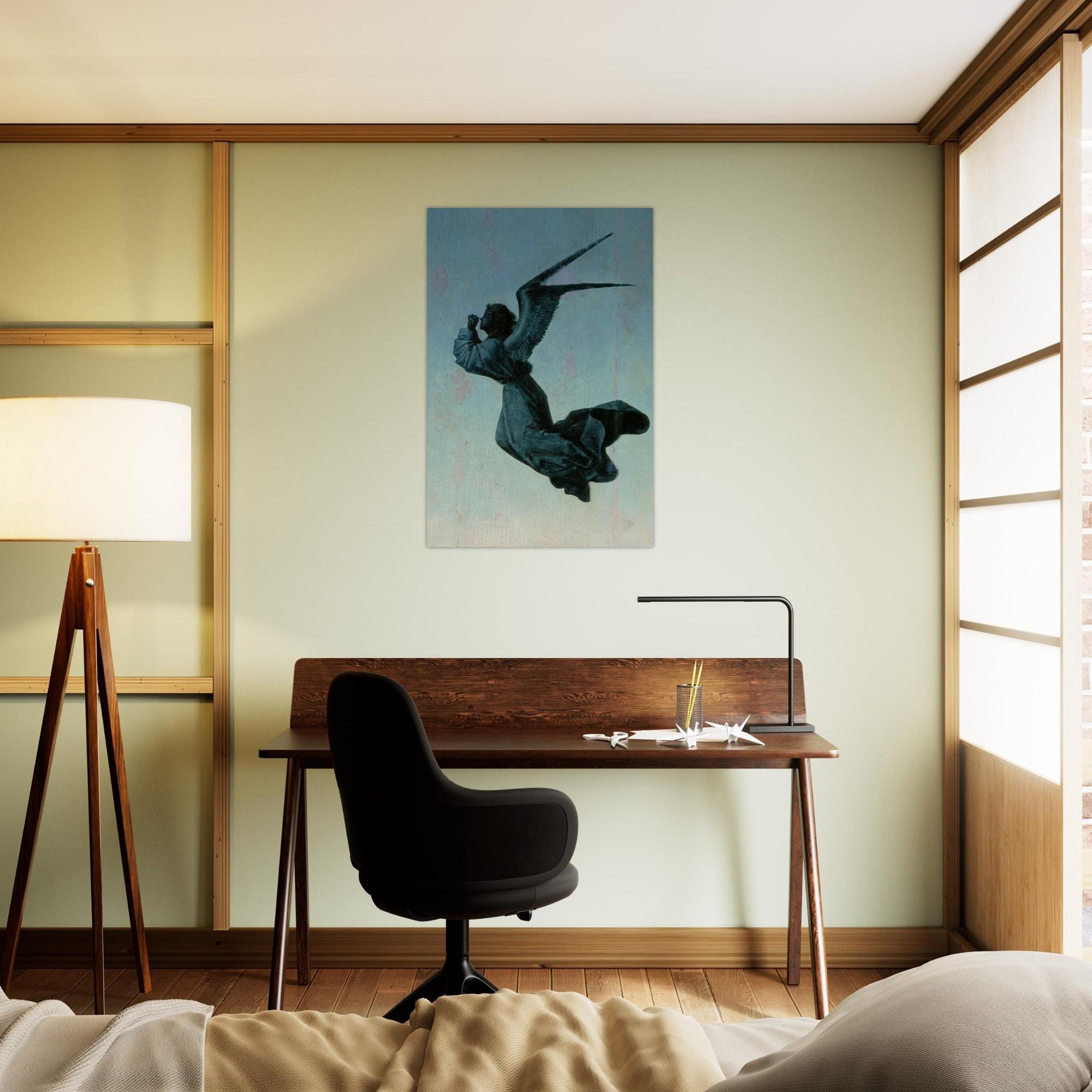 Dark Academia Angel Art Print Moody Vintage Silhouette Wall Decor Antique Ethereal Spirit Fine Art Myth & Symbolism