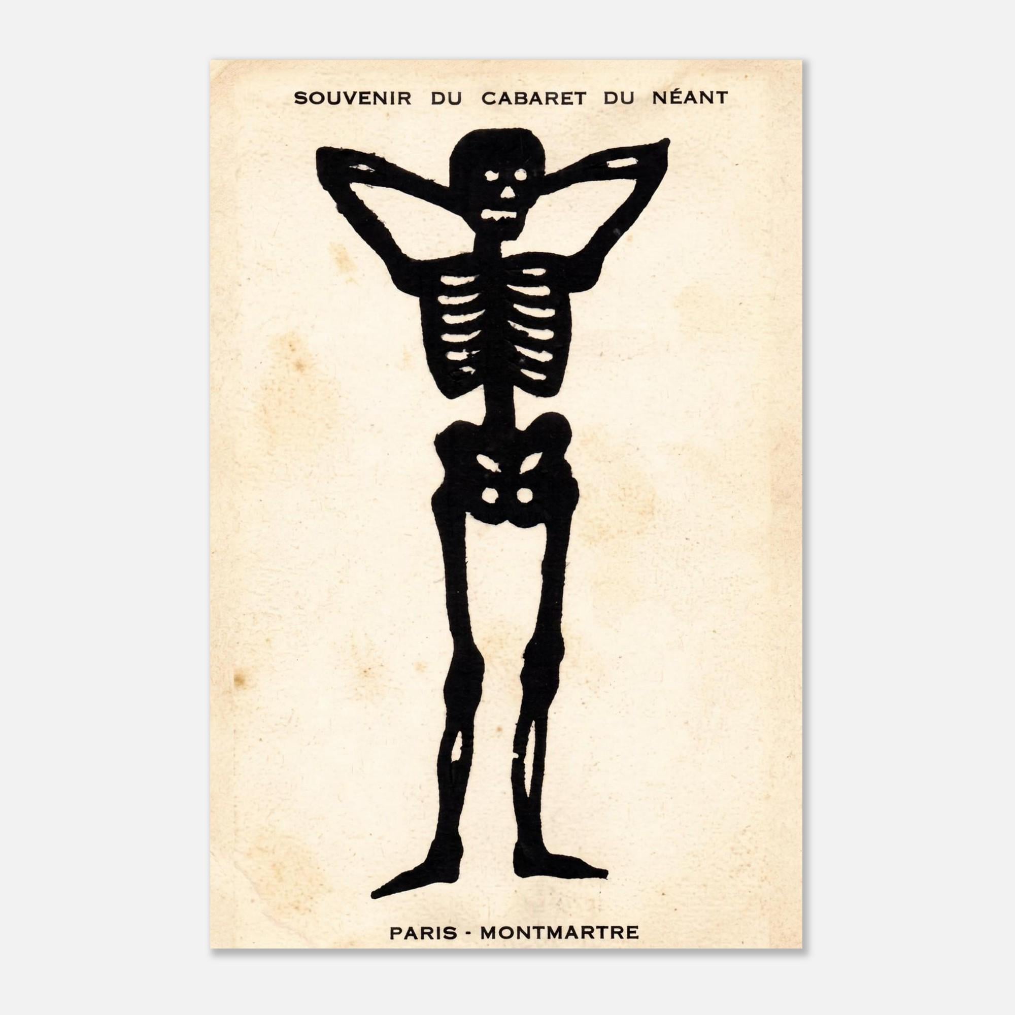 Vintage Paris Cabaret du Neant Skeleton Art Print Antique Macabre Poster Gothic Decor French Occult Oddities Dark Fantasy Macabre