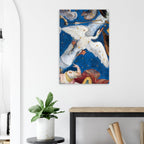 Vintage Celestial Cygnus Constellation Print Renaissance Fresco Star Chart Wall Art Antique Swan Painting Dark Academia & Moody
