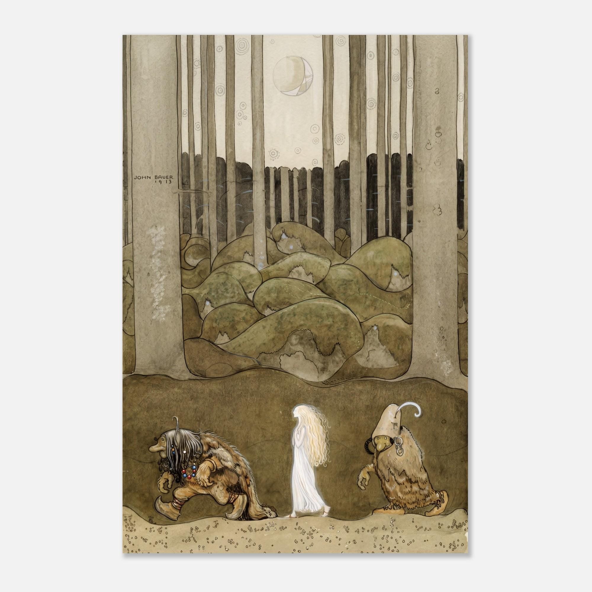 John Bauer Princess Bianca Maria Trolls Art Print Vintage Swedish Folklore Fairy Tale Illustration Moody Decor Myth Symbolism