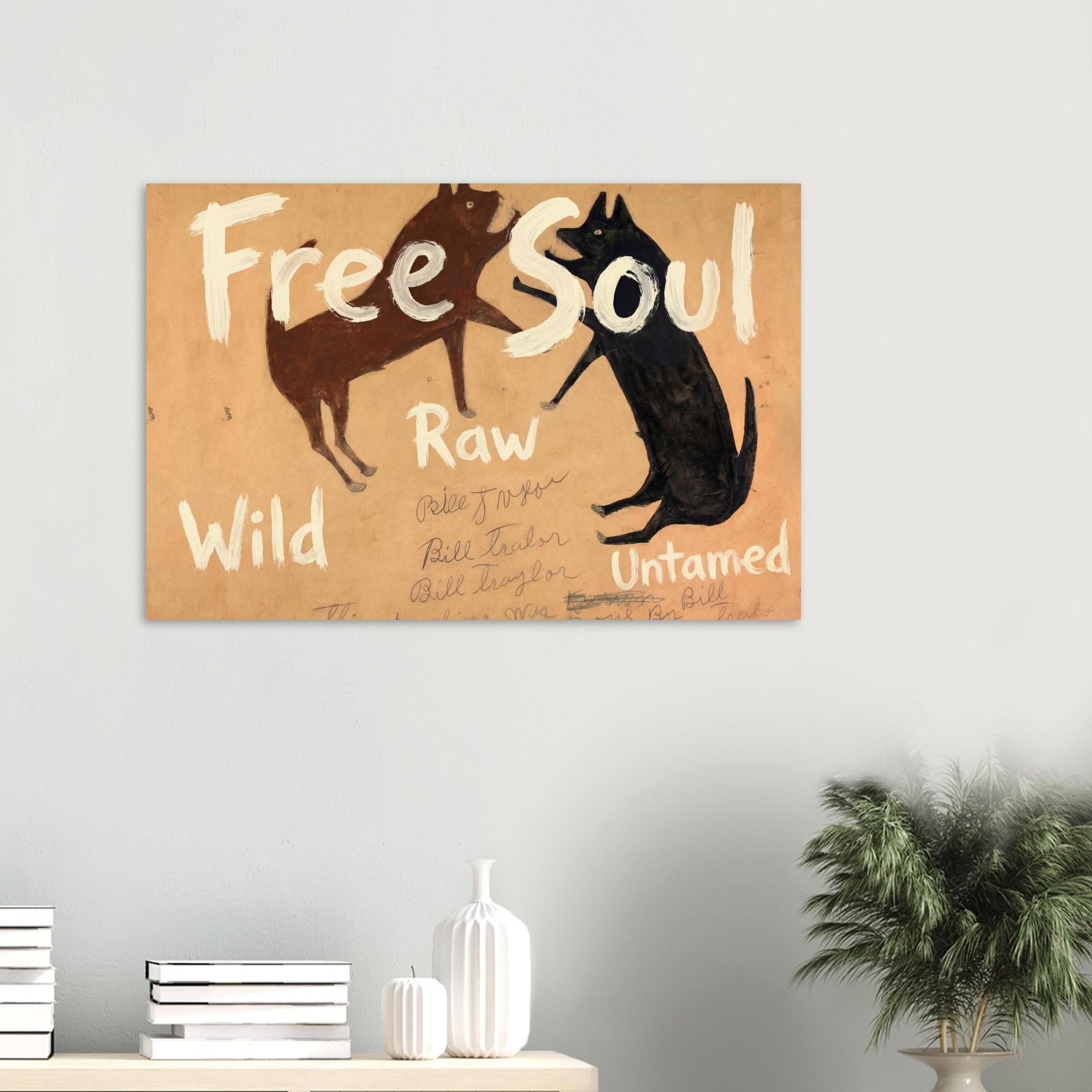Bill Traylor Fighting Dogs Art Print Outsider Folk Art African American Vintage Wall Decor Primitive Naive Style Dog Poster