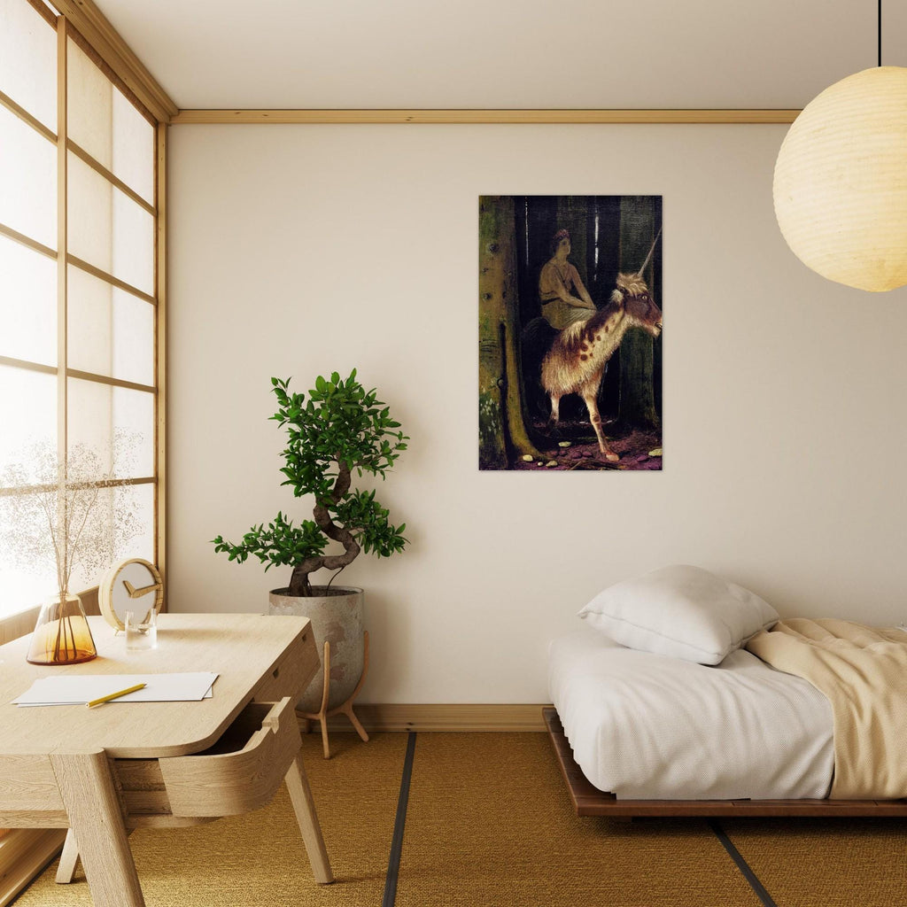 Arnold Bocklin The Silence of the Forest Art Print Antique Unicorn Painting Dark Academia Moody Gothic Wall Decor Myth Symbolism