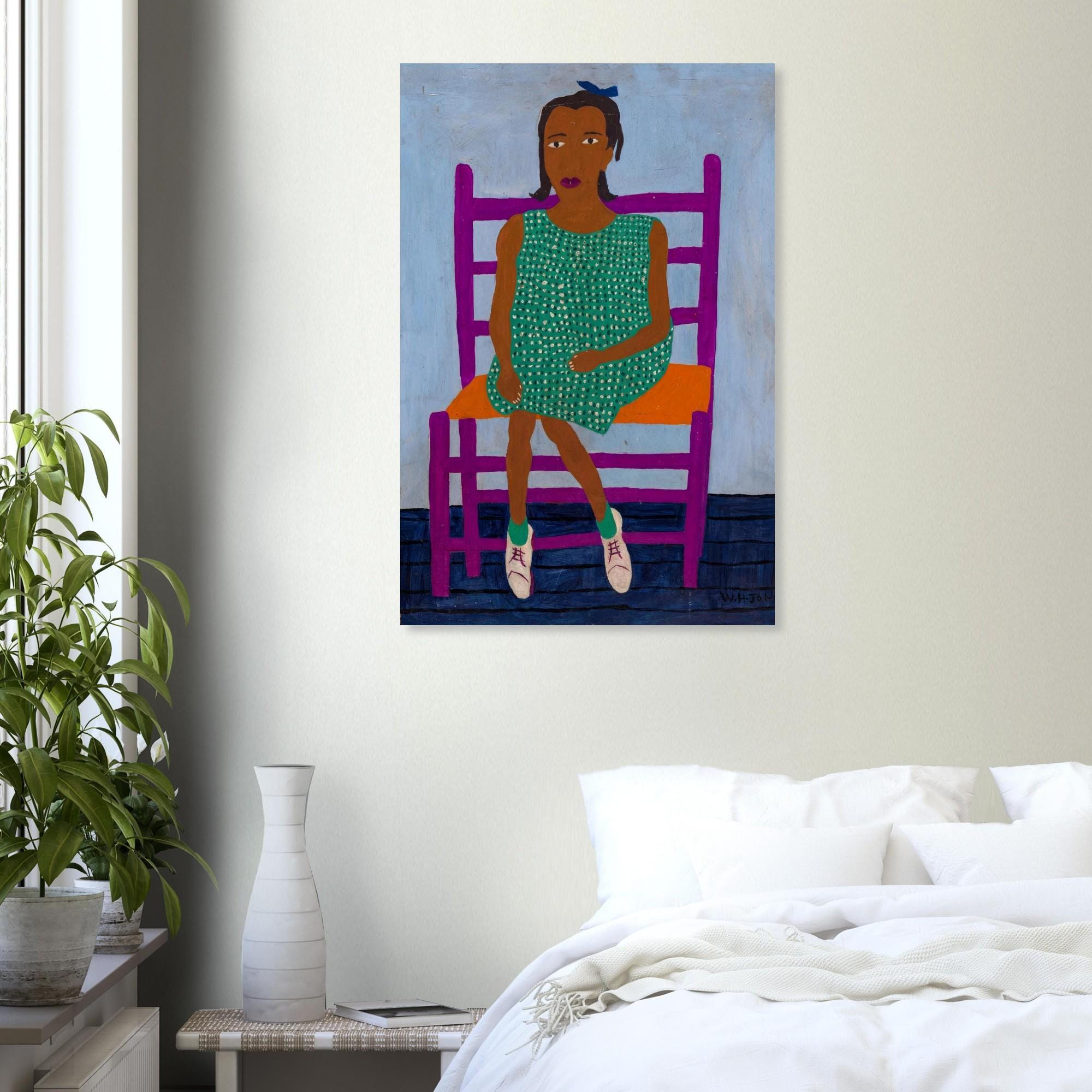 Harlem Renaissance Anna Mae Print, William H. Johnson Folk Portrait on 200 GSM Matte Paper