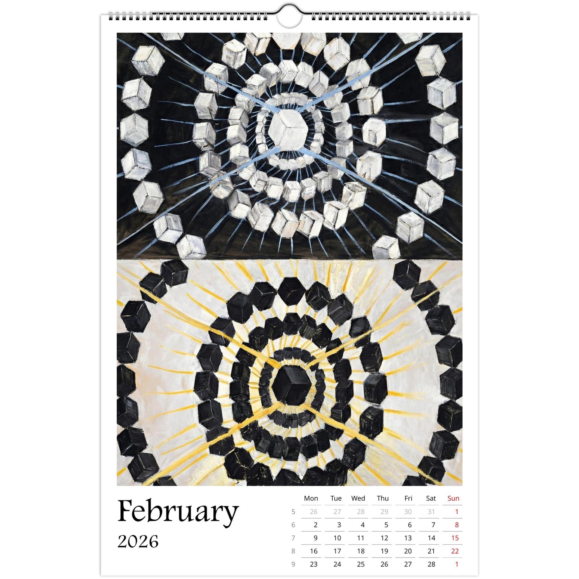 13 Artworks Of Spiritual Abstract Painting 2026 Wall Calendar 11x16.5, Hilma Af Klint, Mystical Calendar, Pastel Decor Gift