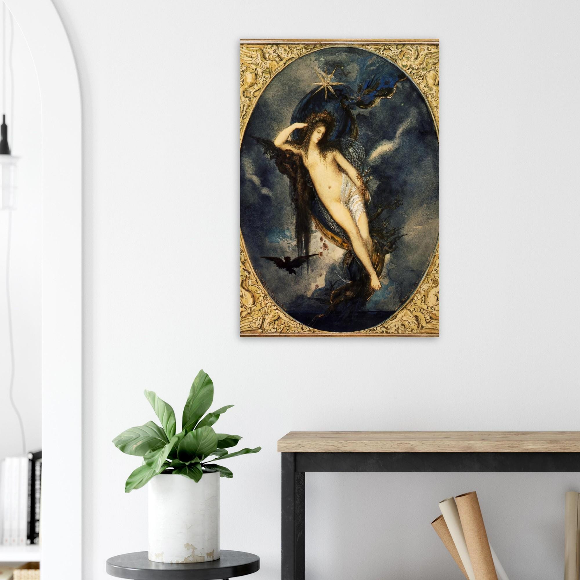 Nyx Night Goddess by Gustave Moreau Fine Art Print, Dark Academia Decor, Greek Mythology Wall Art, Symbolist Painting, Gothic Poster