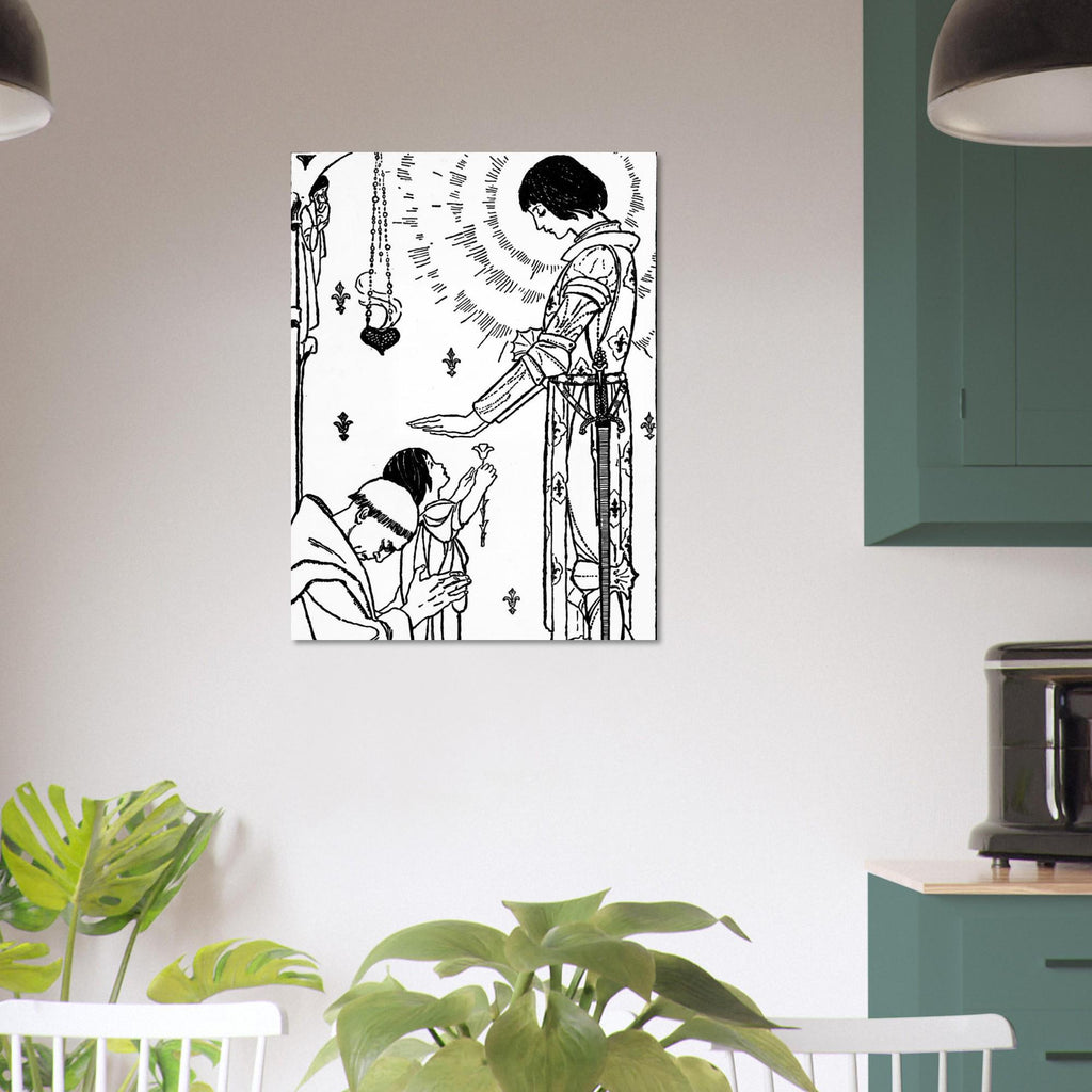 Joan Of Arc Vintage Art Print Ancient France Knight Wall Art Medieval Saints Illustration Catholic Canvas Poster Sacred Medieval Icons