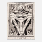 Vintage Holy Trinity Engraving Print Antique Three Faced God Wall Art Occult Sacred Diagram Poster Sacred Medieval Icons