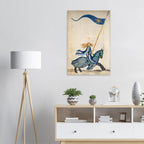 Joan of Arc Medieval Manuscript Art Print Historical French Warrior Woman on Horseback Unframed Wall Decor Myth & Symbolism