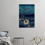 Hiroshige Japanese Woodblock Print Foxfires at Changing Tree Oji Vintage Kitsune Mythology Poster Wall Art Woodblock & Asian Art C8SGw