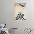 Joan of Arc Medieval Manuscript Art Print Historical French Warrior Woman on Horseback Unframed Wall Decor Myth & Symbolism